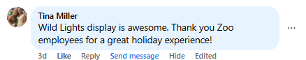 Positive internet review from user commenting the event is awesome